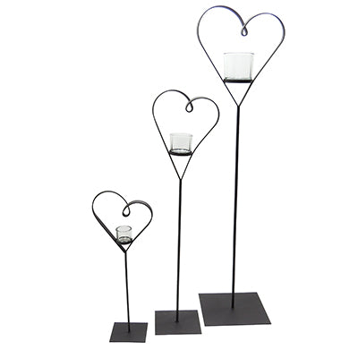 Portacandela cuore con stelo