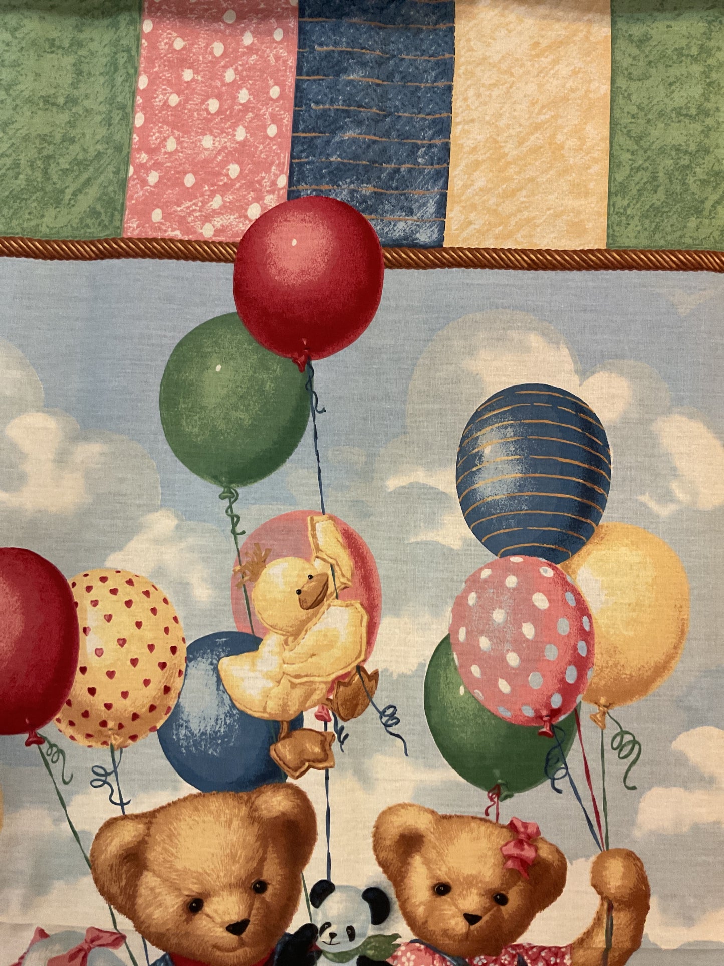 Orsi sulla mongolfiera - Pannello in cotone per bambini