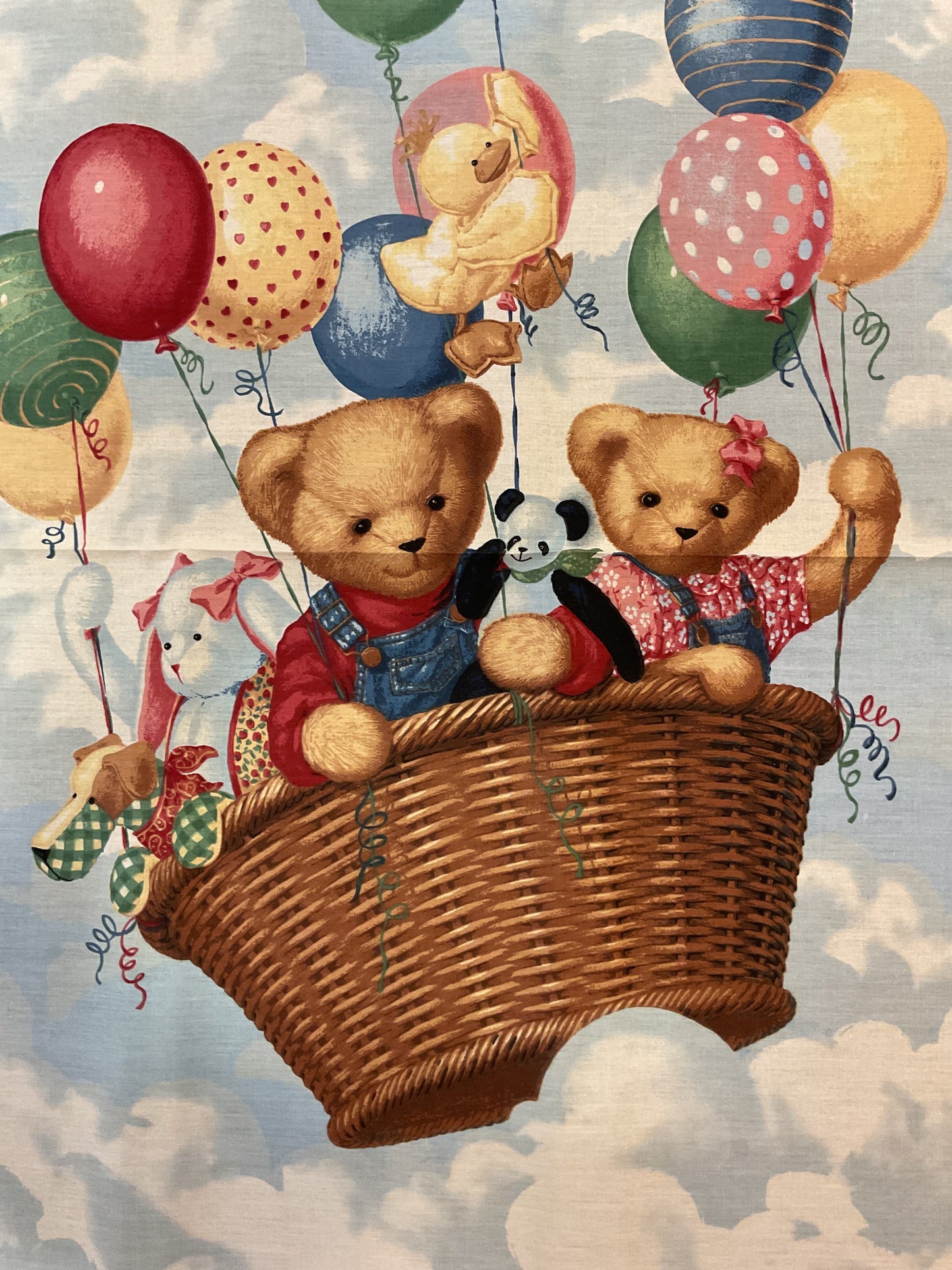 Orsi sulla mongolfiera - Pannello in cotone per bambini