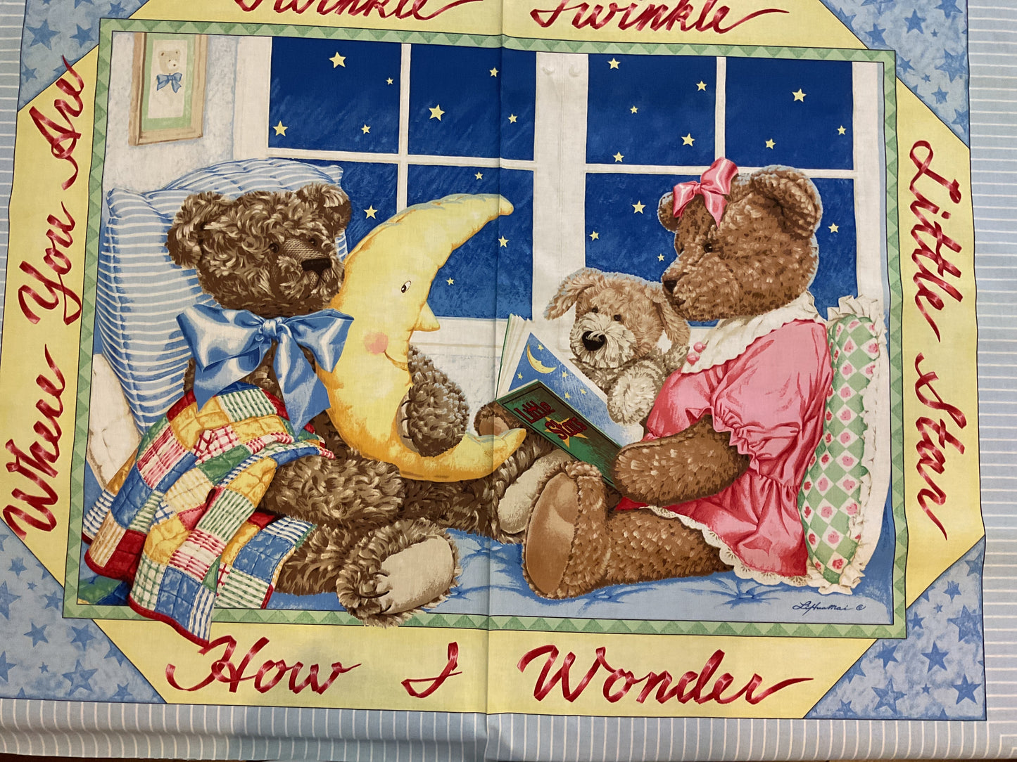 Orsi la notte - Pannello in cotone per bambini