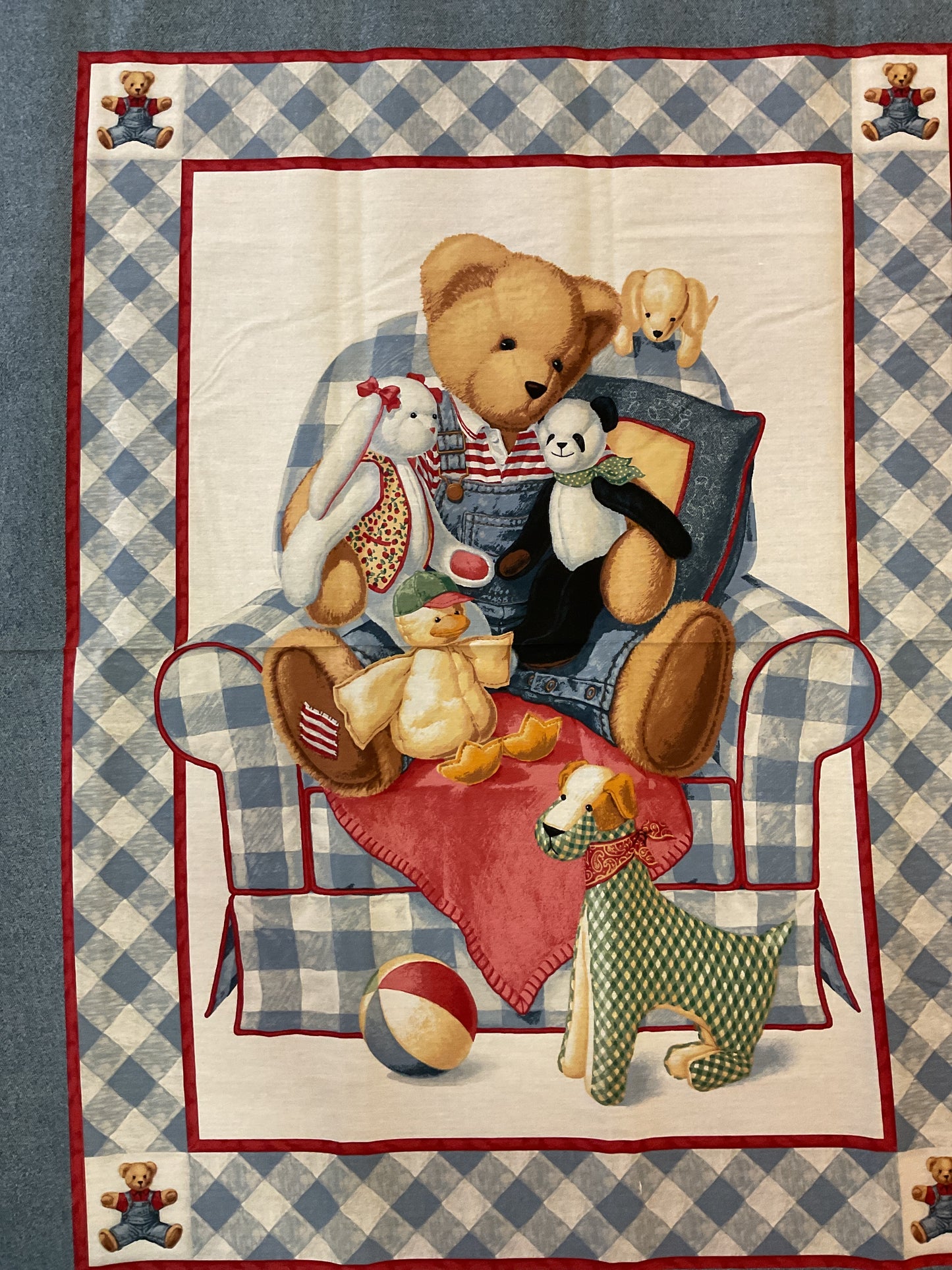 Orso e peluches - Pannello in cotone per bambini