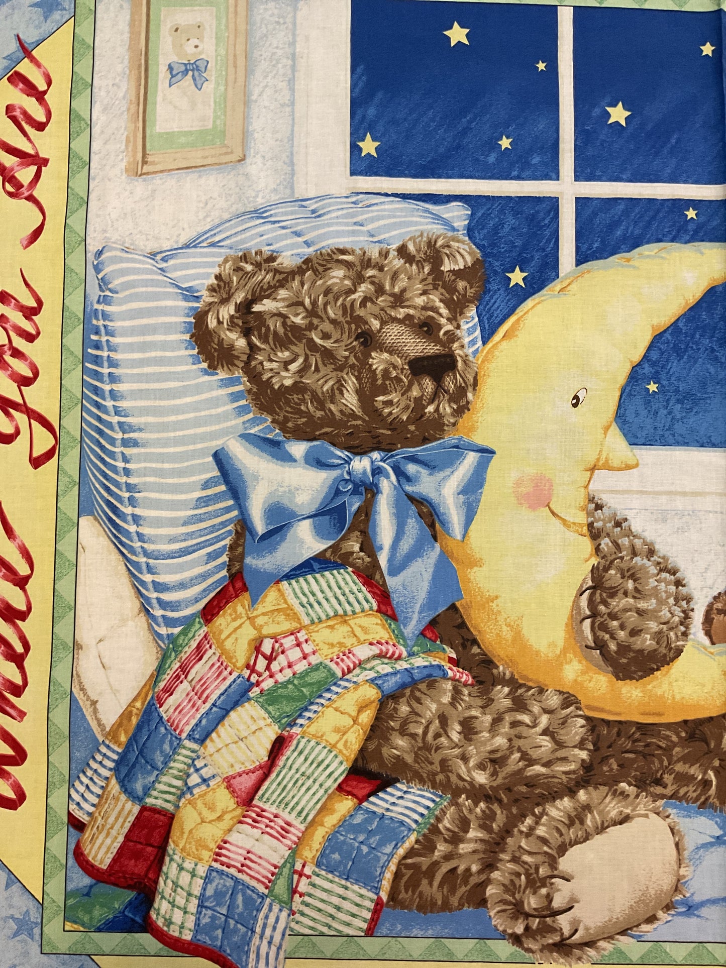 Orsi la notte - Pannello in cotone per bambini