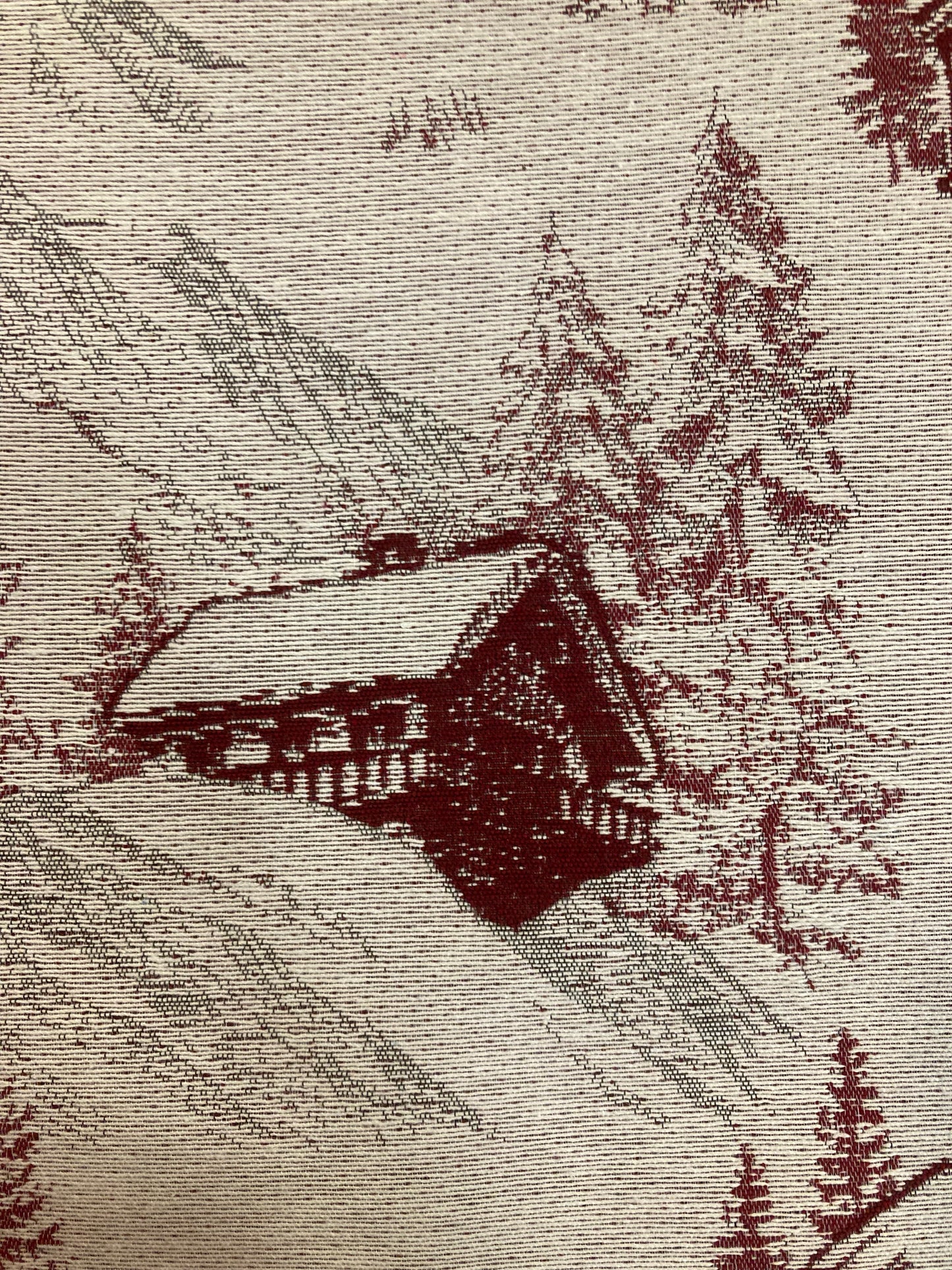 Paesaggio montano bordeaux- Tessuto d'arredamento montagna
