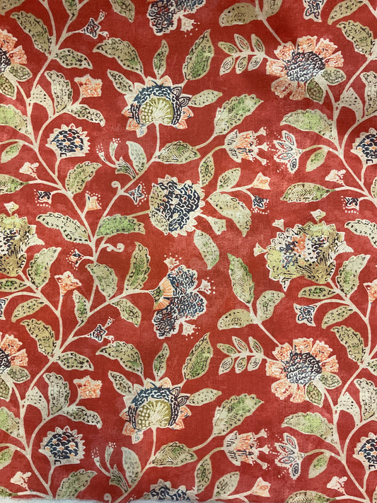 Fiori su sfondo rosso - Tessuto d'arredamento