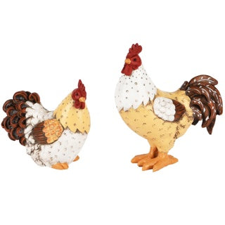 Gallo e gallina giallo e marrone