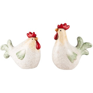 Gallo e gallina bianco e verde