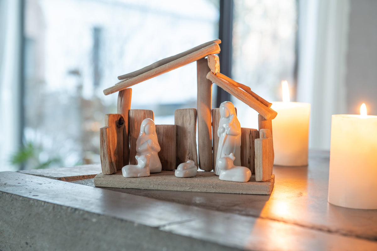 Presepe legno e ceramica