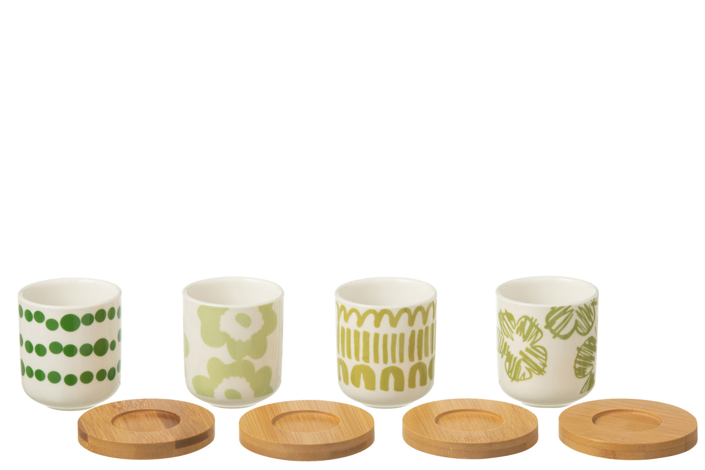 Set 4 tazzine verdi con bambù