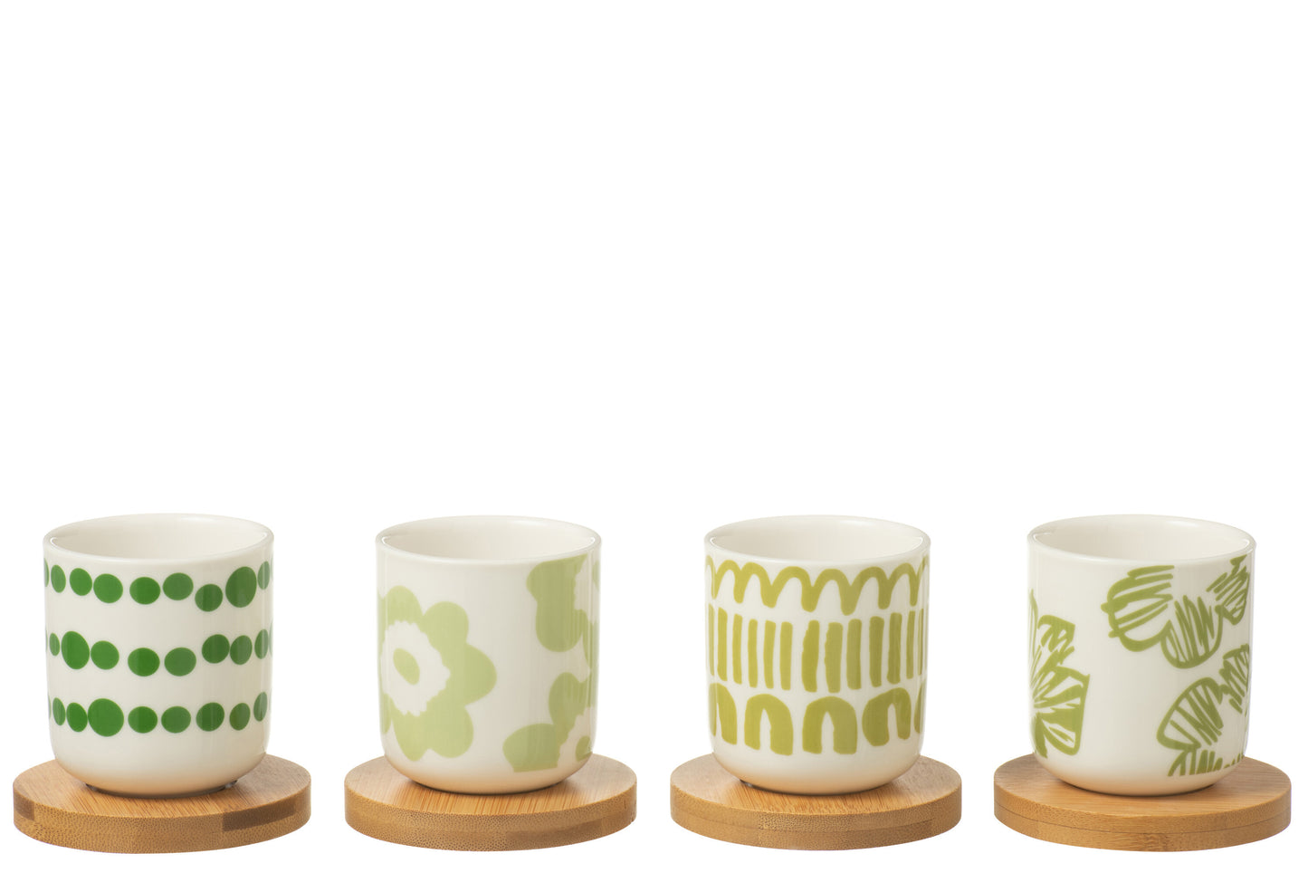 Set 4 tazzine verdi con bambù