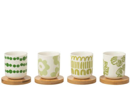 Set 4 tazzine verdi con bambù