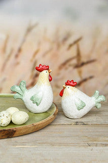 Gallo e gallina bianco e verde