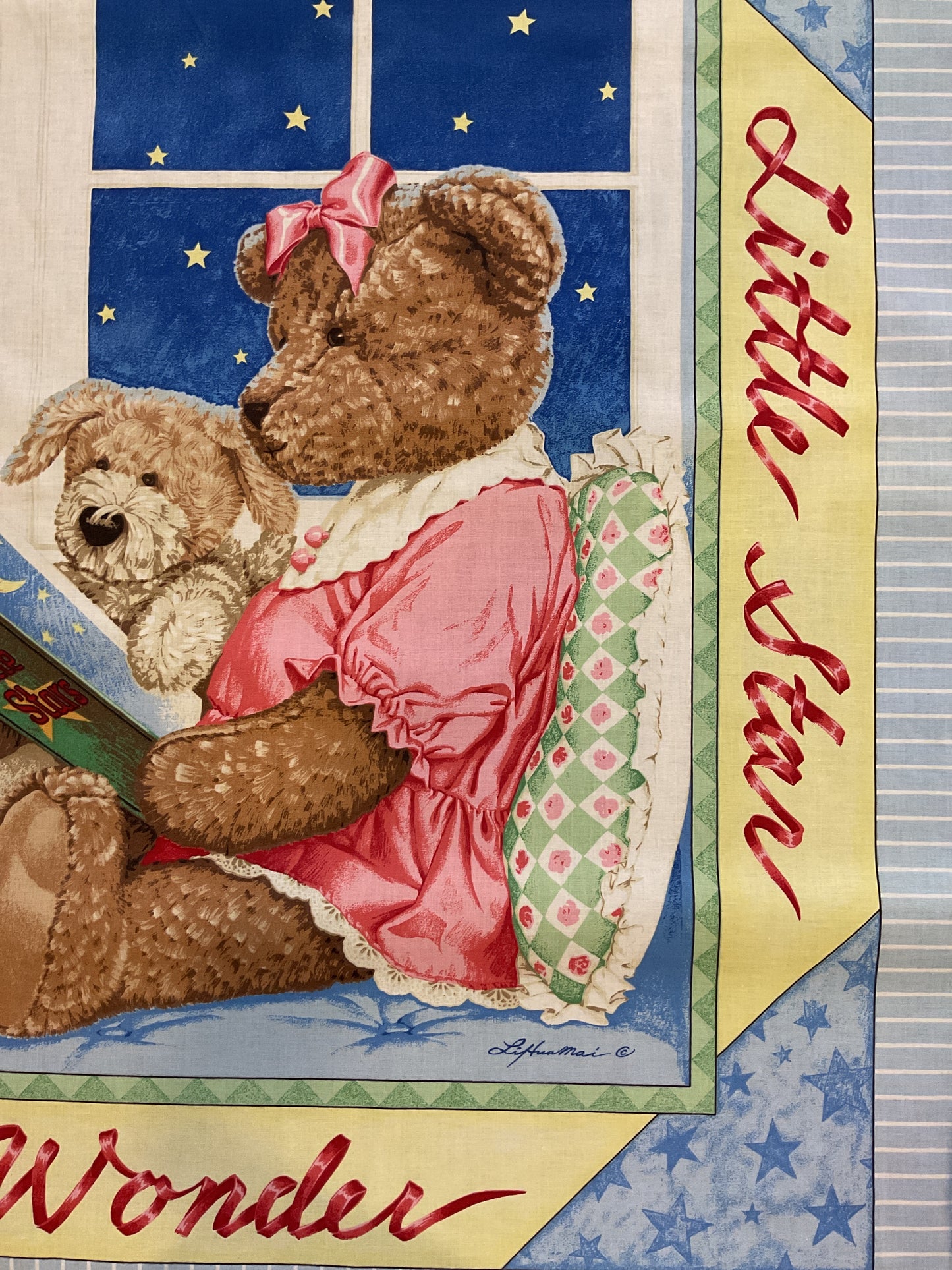 Orsi la notte - Pannello in cotone per bambini