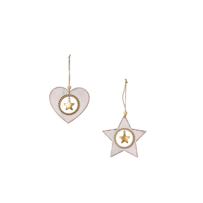 Darling - Decorazione cuore/stella legno