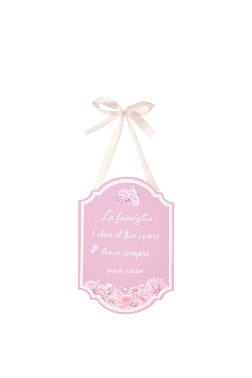 Fiorirà - Targhetta rosa con scritta
